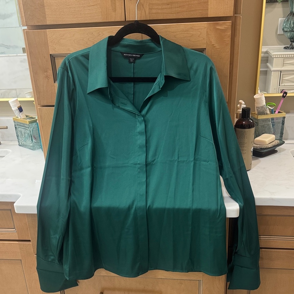 Boston Proper Teal Button Down Shirt